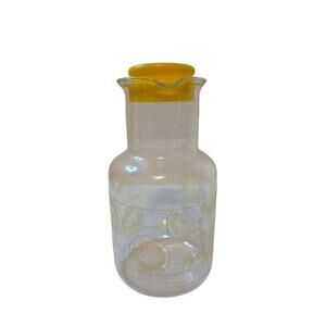 Vintage Pyrex 7520 Glass Juice Tea Lemonade Carafe Pitcher Lemon Slices 2 Qt USA